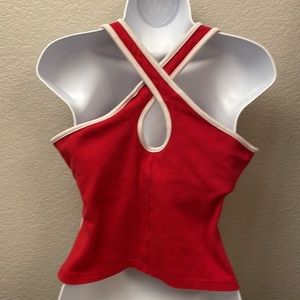 y2k vintage camisole workout top large stretchy with shelf bra